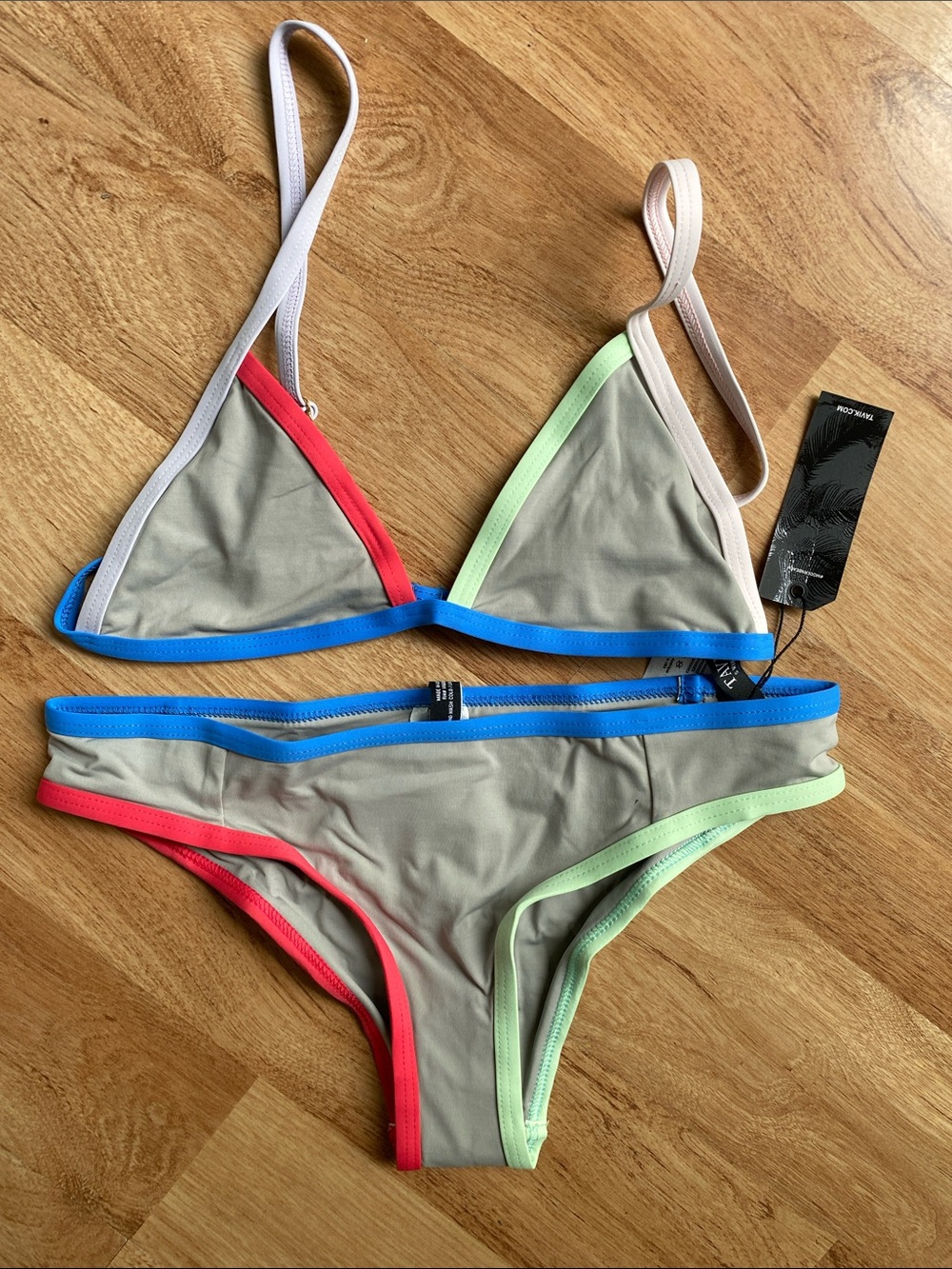 Tavik Color Blocked  Triangle Bikini  NWT size small